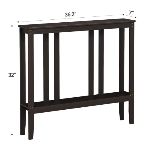 Brown Bamboo 2-Tier Narrow Console Table - Space-Saving Hallway Storage