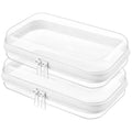 Clear Hard Shell Zipper Case,Clear Toy Storage Pouch,Waterproof Transparent Organizer Comestic Case for Travel, Office, Home(White, 2*S)