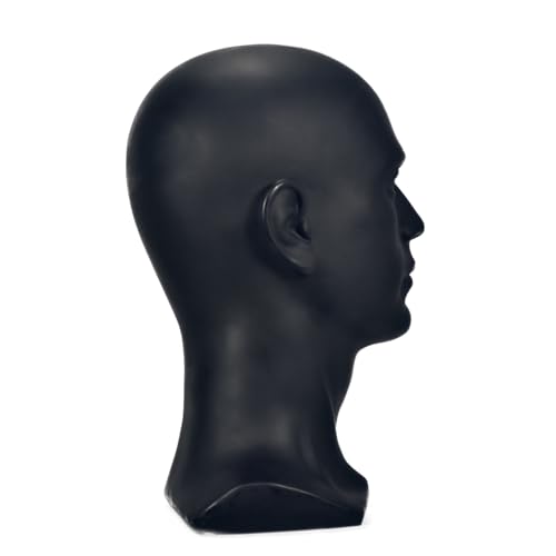 CAZSYSDD L30YH-PVC Black Male Mannequin Head for Display Hat Wigs Glasses