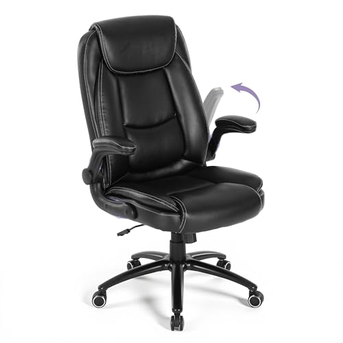 COLAMY Black Executive Desk Chair 300lbs Capacity with Ergonomic Lumbar Support