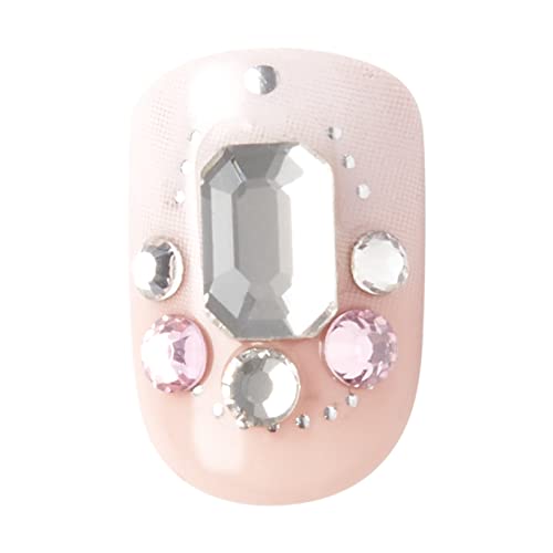 KISS imPRESS Couture Collection Press-On Manicure, Woo, with Jewelled Accents, Includes 30 Fake Nails, Prep Pad, Mini File, and Cuticle Stick