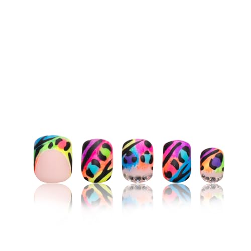 Lovful Illusion Press-On Nails - H123-L Square Short 0.8in, Reusable with Crystals