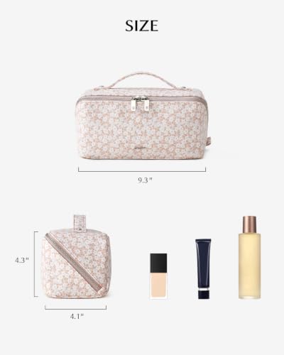 Pink Floral Waterproof Makeup Bag for Travel & Organization - Medium Variation