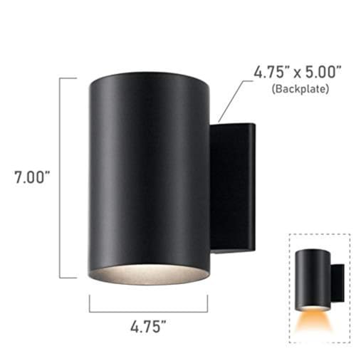 Kichler 7-Inch Black Outdoor Wall Sconce - Pack of 2, Exterior Cylinder Light