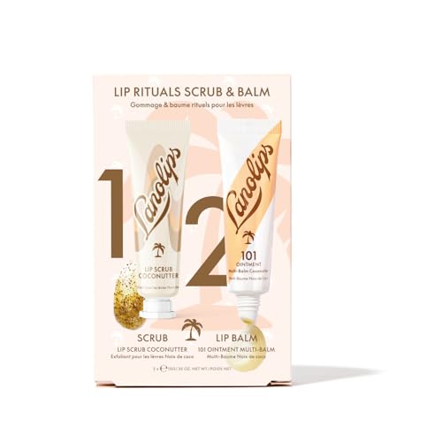 Lip Scrub & Lip Balm Set - Hydrating Lip Care Duo with Coconut & Lanolin