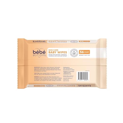 B?b? Bottoms Hypoallergenic Facial Cloth and Baby Wipes - Fragrance & Paraben Free, Sensitive Skin Friendly - Travel Essentials, Baby Essentials - Ideal for On-the-Go Families (224 Count)