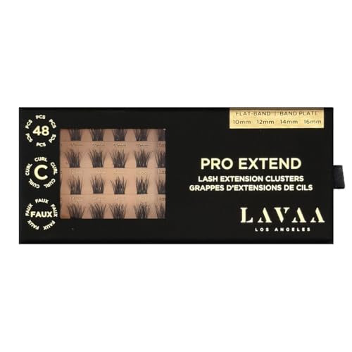 PRO Extend Lash System | 48 Lash Clusters in 4 lenghts: 10mm 12mm 14mm 16mm | Flat-Band All-Day Comfort | DIY Lash Extensions (N1 | NATURAL Bundle)