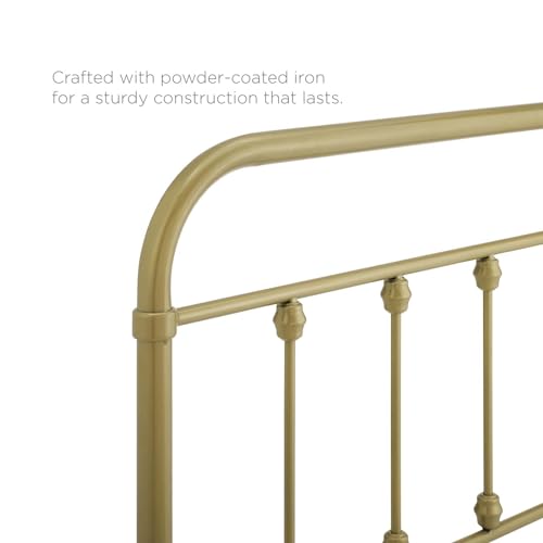 Adjustable Queen Size Metal Headboard - Gold, Modern Farmhouse Style