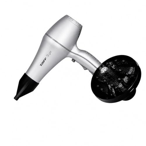 Lightweight Ionic Ceramic Hair Dryer with Diffuser - Silver - 1875W Travel-Ready Dual Voltage