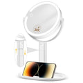 Makeup Mirror with Lights, 30X Magnifying & Height Adjustable, Lighted Magnifying Mirror with 3 Light Modes and Stepless Dimming, Vanity Mirrors for Bathroom, Birthday Gift for Women, White