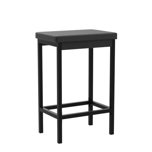 HOOBRO Set of 2 Black Bar Stools 24.8-Inch Height Breakfast & Kitchen Chairs