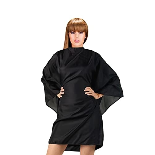 Cricket Static Free Haircutting Cape for Professional Stylist Salon Barbershop Hairdresser Anti-Static Cape for Haircuts, Adjustable Snap Neck Closure, Black