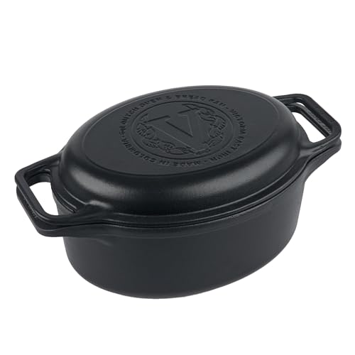 Cast Iron Dutch Oven and Skillet Set - 6 Quart Oval Combo - 2 Pieces