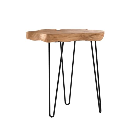 Live Edge Cedar End Table with Hairpin Legs - Handcrafted Organic Design