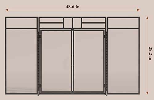 Magnetic Fireplace Screen 3-Panel Wrought Iron Spark Guard for Indoor Use