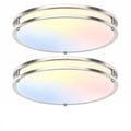 Weddeg 2-Pack 16-Inch Dimmable LED Flush Mount Ceiling Light, 50W 5400 Lumen, 2700K-6500K, Brushed Nickel