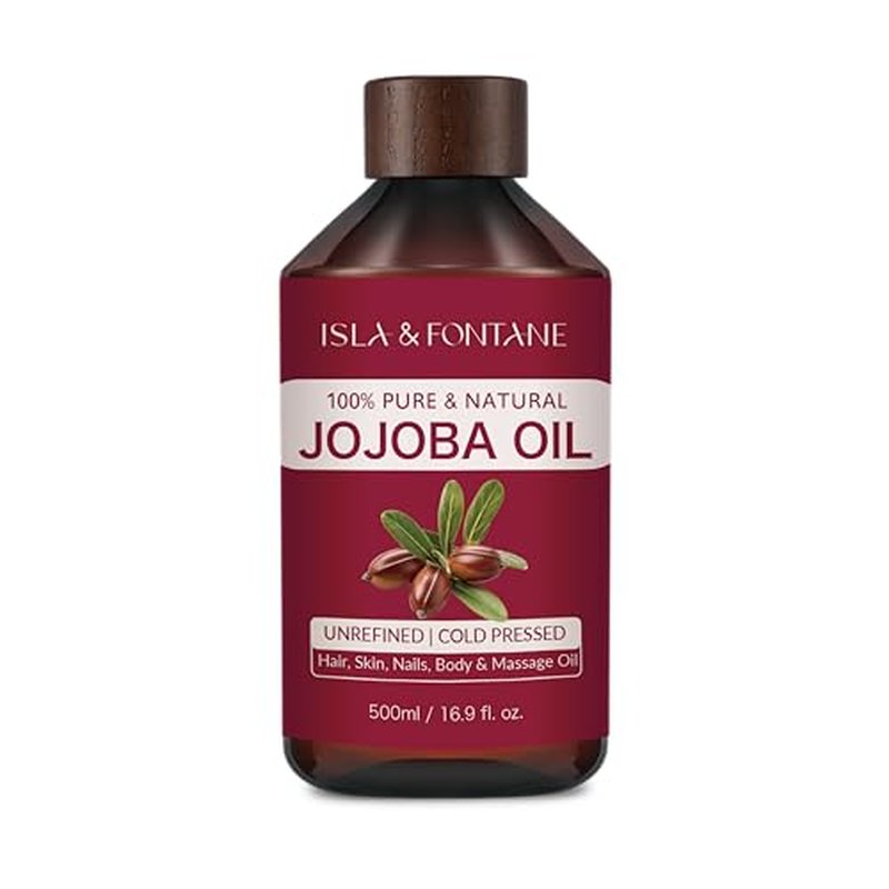 ISLA & FONTANE Jojoba Oil ? 500ml (17 fl oz) | 100% Pure & Natural | Golden, Unrefined, Cold Pressed | Hexane-Free Carrier Oil for Skin, Hair, Face, Nails & Body Moisturizing