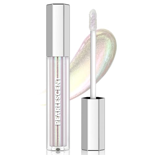 Clear Glitter Lip Gloss Liquid Lipstick, Diamond Shimmer Metallic Sparkly Iridescent Chameleon Lip Gloss Gift for Women, Long Lasting Waterproof Highly Pigment Holographic Shiny Lip Makeup02