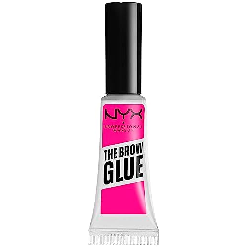 NYX PROFESSIONAL MAKEUP Fat Oil Lip Drip, Moisturizing, Shiny and Vegan Tinted Lip Gloss - That's Chic (Deep Berry) & The Brow Glue, Extreme Hold Eyebrow Gel - Clear