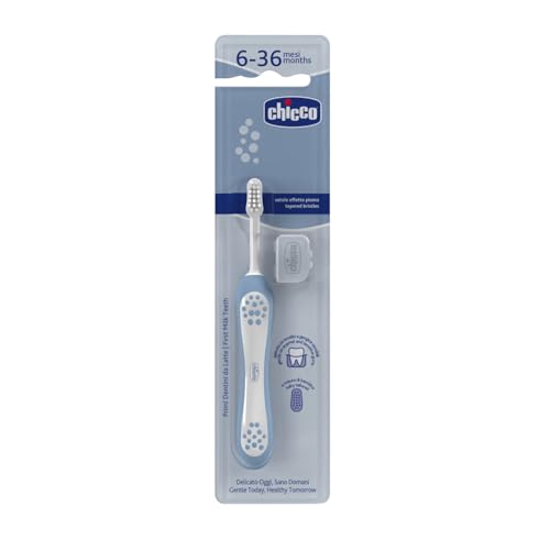 Chicco Indigo Blue Baby Toothbrush for 6-36 Months, 1 Pack, Blue