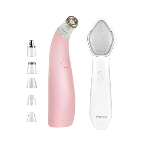 NEWDERMO 2-in-1 Microdermabrasion Machine for Facial, Diamond Microdermabrasion Device USB Rechargeable (Pink) with Microdermabrasion Machine Pro(White)