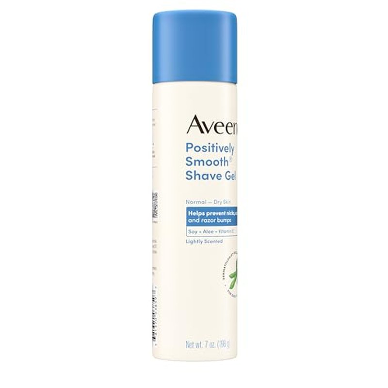 Aveeno Positively Smooth Moisturizing Shave Gel with Soy, Aloe & Vitamin E helps Prevent Nicks, Cuts & Razor Bumps, Creamy Shave Gel for a Close, Smooth Shave, Lightly Fragranced, 7 oz, 6 Pack