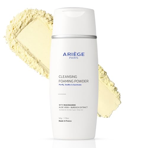 Gentle Face Cleanser Powder, Niacinamide Cleanser Face Wash for All Skin Types, Brightening Anti Aging Travel Face Wash, 98.8 Percent Natural, Made in France