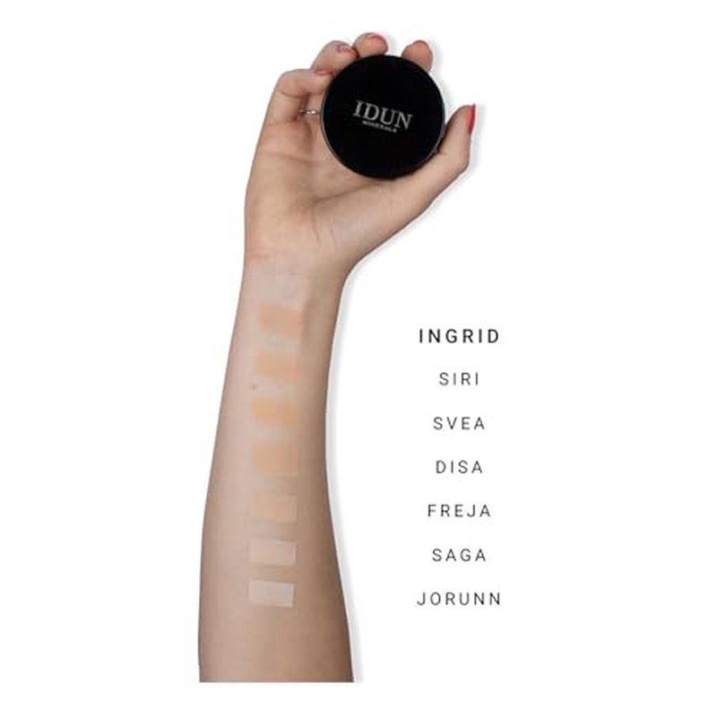 Idun Minerals - Mineral Powder Foundation - Imparts Rich Colour Payoff That Flatters Every Skin Type - Offers Impeccably Soft, Radiant Finish - Cold Medium Shade - Ingrid - 0.25 oz