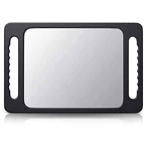 TASALON Unbreakable Double-Handle Hand Mirror with HD View, Black 15.8" x 10.2"