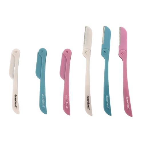 dearcloud Pastel Clouds Folding Dermaplane Razors ? Set of 6 ? Flawless Facial Hair Remover, Dermaplane Razor for Women Face & Exfoliation Tool (Pastel Clouds Folding)