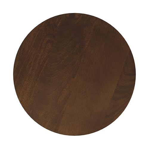 Walnut Mango Wood End Table - Spatial Order Round Accent Side Table