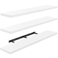 Amada 47.2-Inch White Floating Wall Shelves Set of 3 for Storage & Decor