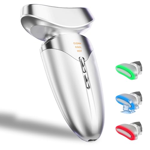Face Massager, Red Light Therapy for Face and Neck, 3-in-1 Facial Massager Tool, Face Lift Device with Cold & Hot Vibration Technology, Portable Facial Massager for Wrinkles Skin Care, Firming