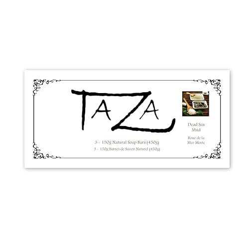 Taza Premium Dead Sea Mineral Mud Natural Soap (Pack of 3) Each 5.3 oz (150 g) Radiant Glowing Skin Contains: Dead Sea Mineral Mud & Coconut, Olive, and Palm Fruit Oils, Shea Butter, Eucalyptus