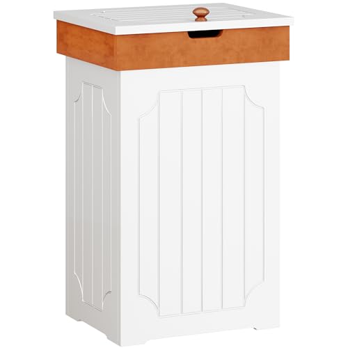 Function Home White Farmhouse Trash Can Cabinet 13 Gallon Kitchen Garbage Bin with Lid