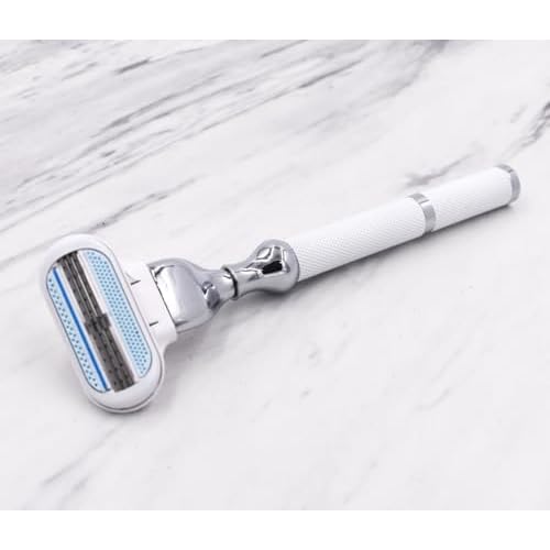 Parker Deluxe Triple Blade Razor for Women?Compatible with Gillette Venus or Gillette Mach 3 Cartridges?5.5 Inch Textured Brass Frame Handle-One Gillette Venus Cartridge Included