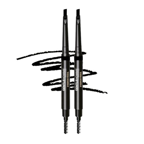 Eyebrow Pencil for Men - Black 2-Pack with Spoolie Brush - Long Lasting & Waterproof