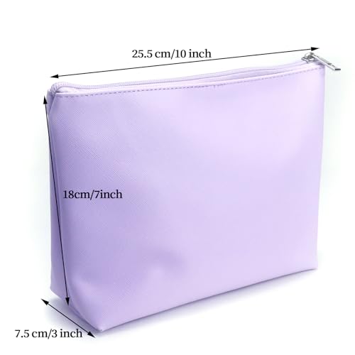 Travel Makeup Bags Set, 3-Piece Large Toiletry Organizer, Multi-Size Cosmetic Bags with Zipper (Purple)