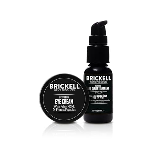 Brickell Men's Restoring Eye Routine for Men, Eye Cream and Serum for Men, Natural and Organic, Unscented, Men's Skin Care Gift Set