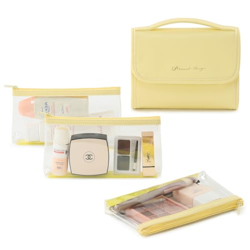 VanFn Yellow Cosmetic Bag for Women Travel Makeup & Toiletry Organizer