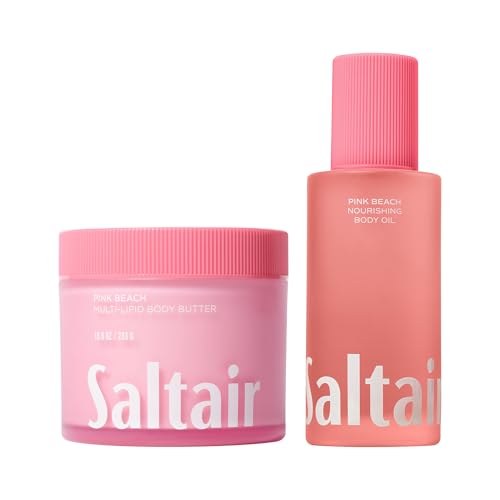Saltair Body Oil and Multi-Lipid Body Butter Set ? Deep Moisture, Hydrating After-Shower Skincare Duo ? Pink Beach Scent