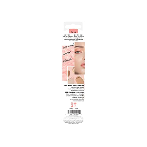 Dual Ended Foundation and Concealer Makeup Brush Pack of 2 - Flawless Coverage & Blending