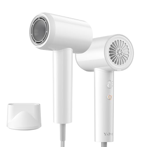 White US-Size Ionic Hair Dryer with Fast Drying & Low Noise - Lightweight & Travel-Friendly