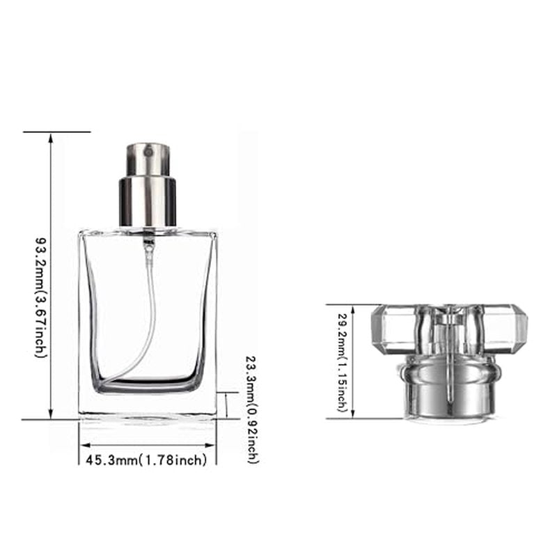 Empty Glass Perfume Bottle, Mini Portable Square 30ml Transparent Refillable Liquid Perfume Bottle for Eau De Toilette, Glass Perfume Bottles for Women- 8 Pack (Clear)
