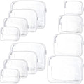 12 Pack Clear Waterproof Makeup & Toiletry Bags with Zippers - Travel Organizer Set