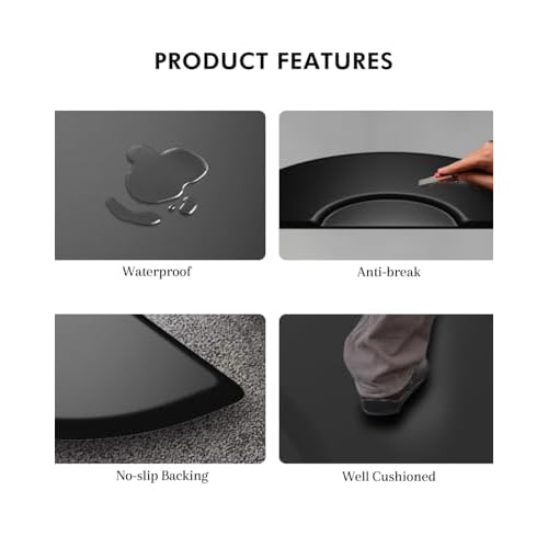 Artist hand 3 ft. x 5 ft. Barber Chair Mat Salon & Barber Shop Chair Anti-Fatigue Mats Comfort Salon Chair Mat,Semi Circle - 1/2 in. Thick,Black