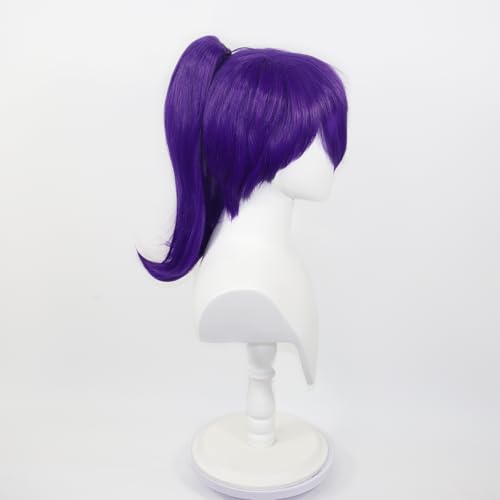 Purple Short Straight Wig with Detachable Ponytail for Women’s Anime & Halloween - NIUOBYS