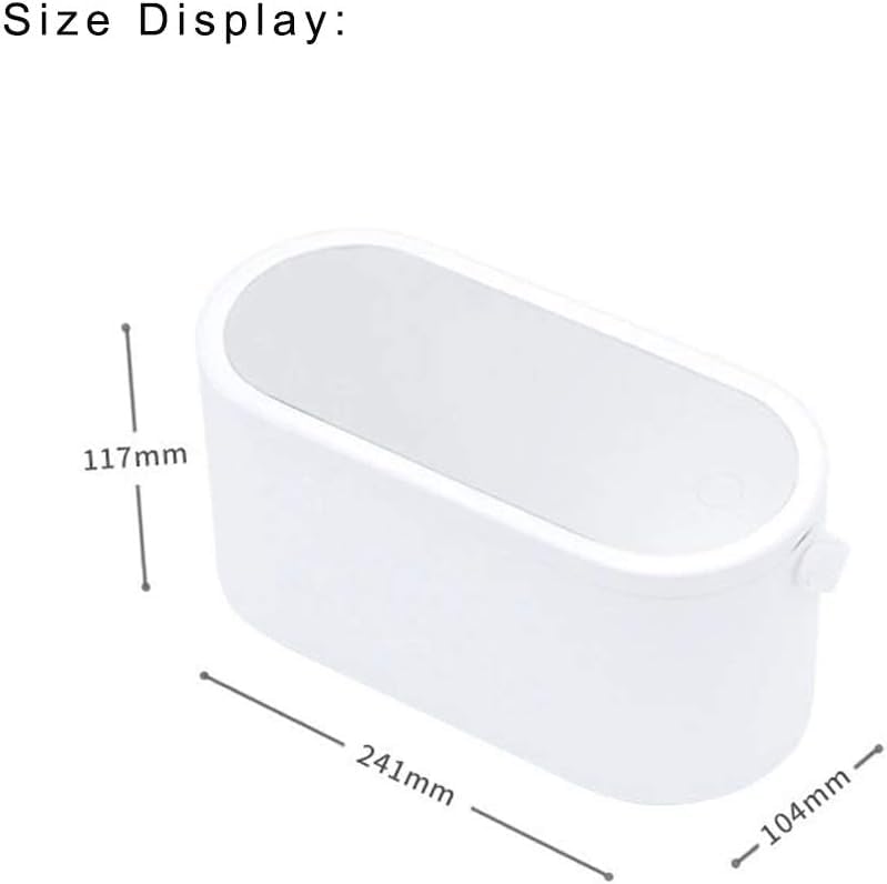 HPYDIY Portable LED Makeup Mirror with Storage Box - White, Dimmable & Rotatable Travel Cosmetic Organizer