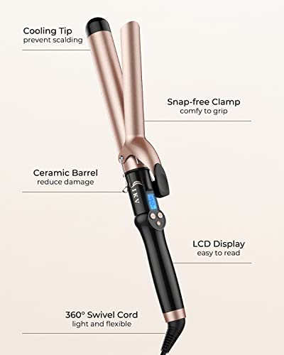 1 1/4 Inch Extra Long Curling Iron for Bouncy, Lasting Curls - Dual Voltage