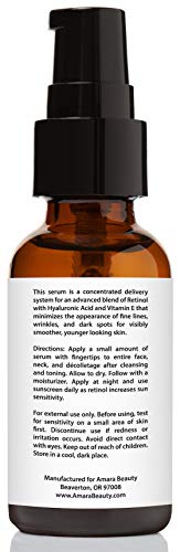Retinol Serum 2.5% with Hyaluronic Acid & Vitamin E - 1 Fl Oz Pack of 2